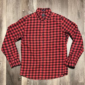 J.CREW Slim Fit Flannel Shirt M Red Black Plaid Buttondown